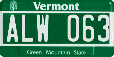 VT license plate ALW063