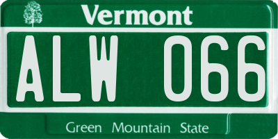 VT license plate ALW066