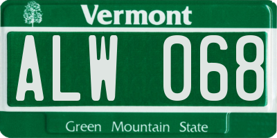 VT license plate ALW068