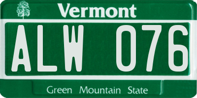 VT license plate ALW076
