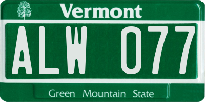 VT license plate ALW077