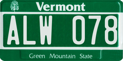 VT license plate ALW078