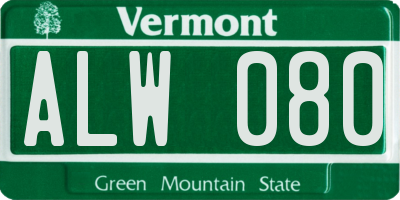 VT license plate ALW080