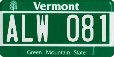 VT license plate ALW081