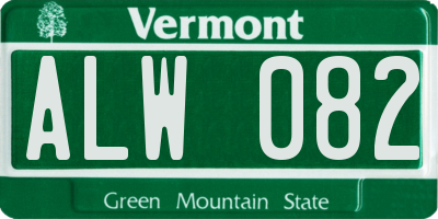 VT license plate ALW082