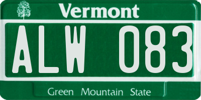 VT license plate ALW083