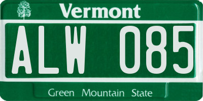 VT license plate ALW085