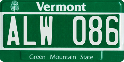 VT license plate ALW086