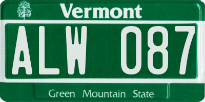 VT license plate ALW087