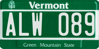 VT license plate ALW089