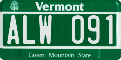 VT license plate ALW091