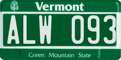 VT license plate ALW093