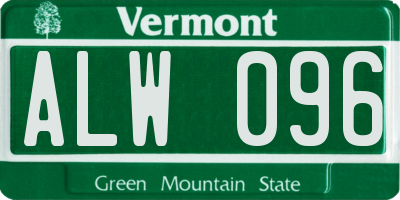 VT license plate ALW096