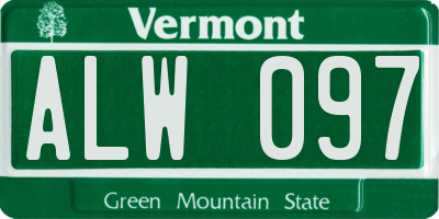 VT license plate ALW097