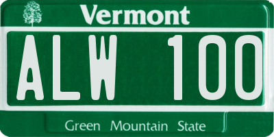 VT license plate ALW100