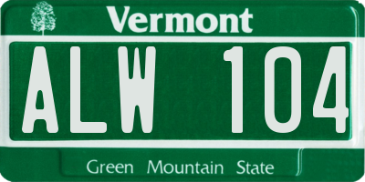 VT license plate ALW104