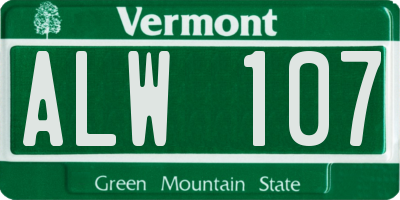 VT license plate ALW107
