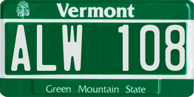 VT license plate ALW108