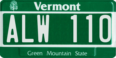 VT license plate ALW110