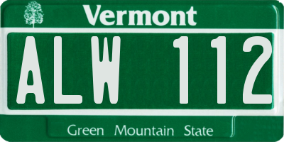 VT license plate ALW112