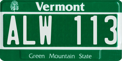 VT license plate ALW113
