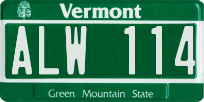 VT license plate ALW114