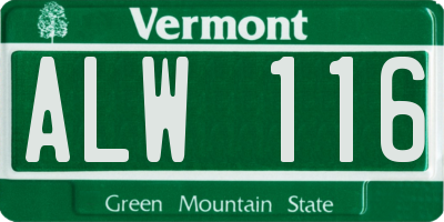 VT license plate ALW116