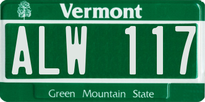 VT license plate ALW117