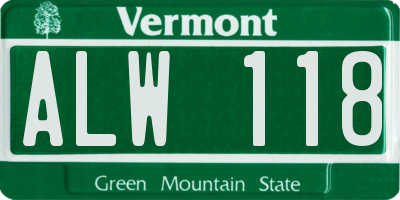 VT license plate ALW118