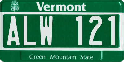 VT license plate ALW121
