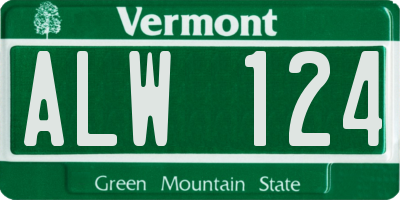 VT license plate ALW124