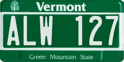 VT license plate ALW127