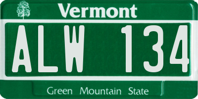 VT license plate ALW134