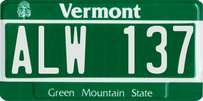 VT license plate ALW137