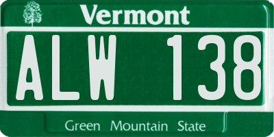 VT license plate ALW138