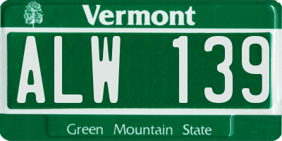 VT license plate ALW139