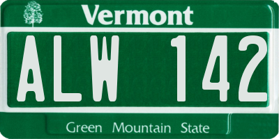 VT license plate ALW142