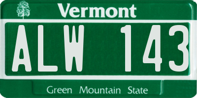 VT license plate ALW143