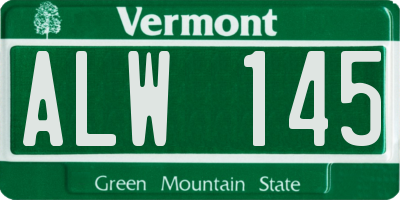 VT license plate ALW145