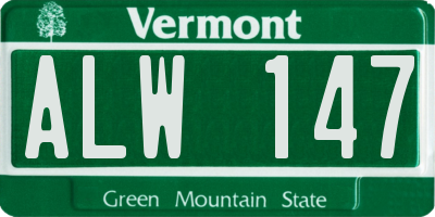 VT license plate ALW147