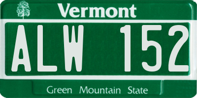 VT license plate ALW152