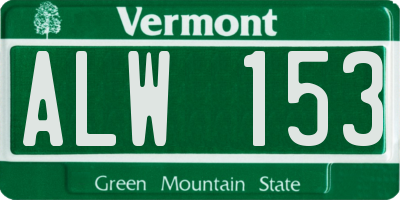 VT license plate ALW153
