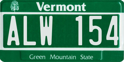 VT license plate ALW154