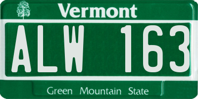 VT license plate ALW163