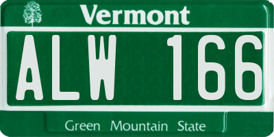 VT license plate ALW166
