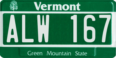 VT license plate ALW167