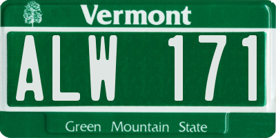 VT license plate ALW171