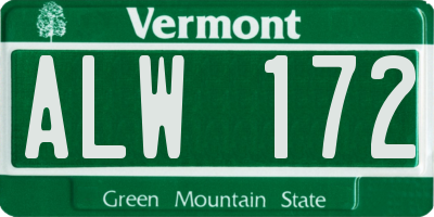 VT license plate ALW172