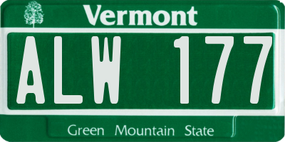 VT license plate ALW177
