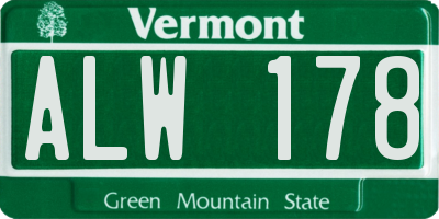 VT license plate ALW178